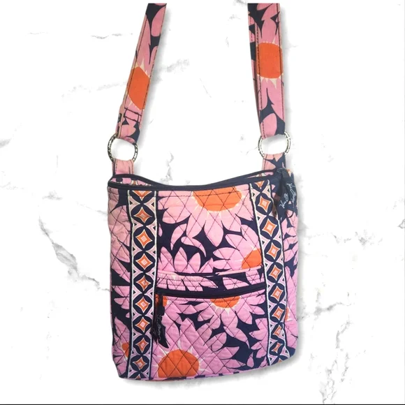 Vera Bradley Pink Loves Me Cross Body Hipster Bag W/ Matching Clutch Wallet - Picture 2 of 16